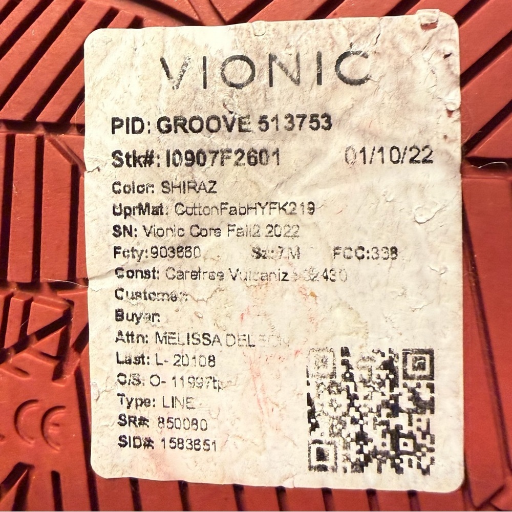 Vionic Groove Slip-On Sneakers Shiraz Red Burgundy Orthotic Sample 7M - Picture 9 of 10